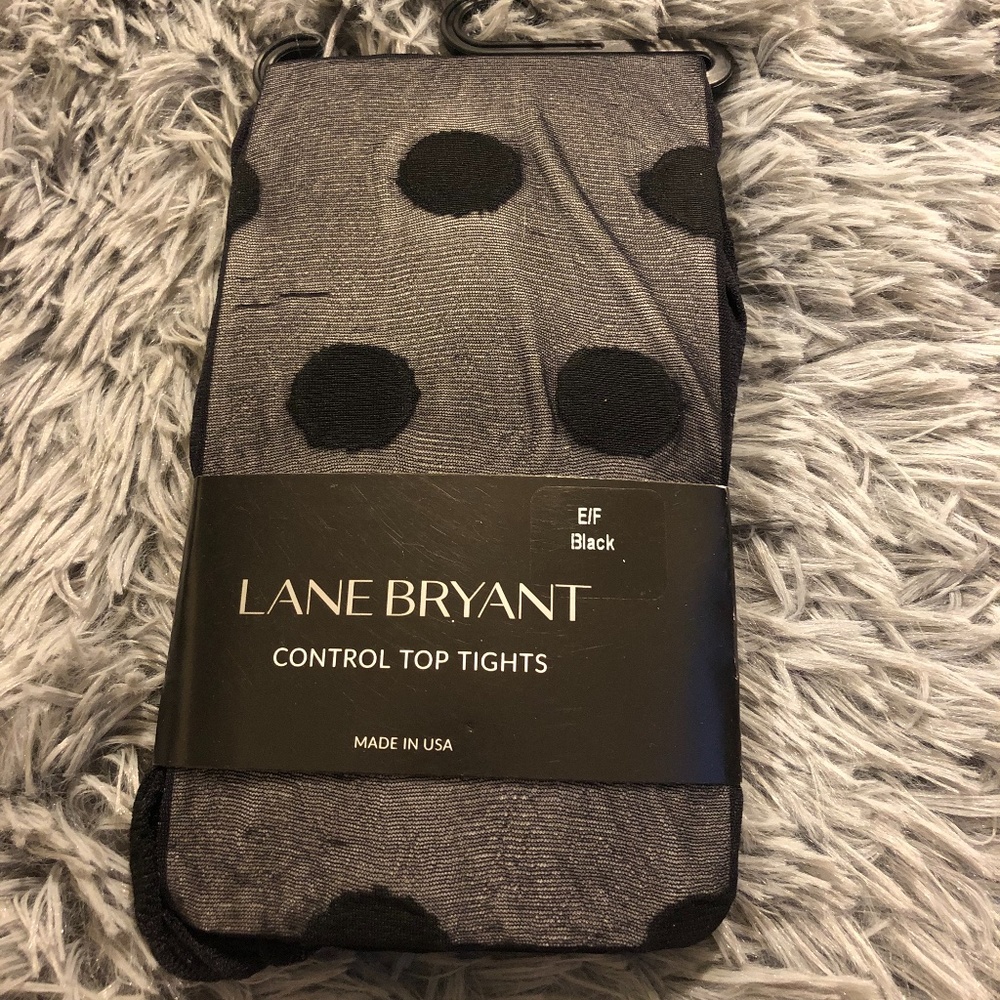 Lane Bryant  Polka Dot Control Top Tights size E/F